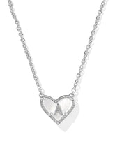 Ari Heart Letter A Silver Short Pendant Necklace