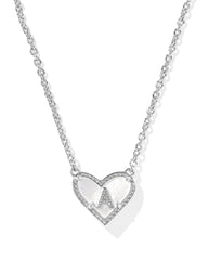 Ari Heart Letter A Silver Short Pendant Necklace