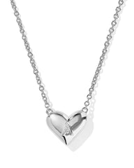 Ari Heart Letter A Silver Short Pendant Necklace