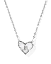 Ari Heart Letter B Silver Short Pendant Necklace