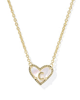 Ari Heart Letter C Gold Short Pendant Necklace