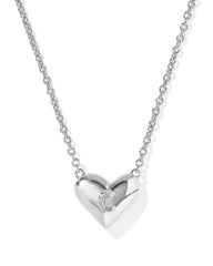 Ari Heart Letter C Silver Short Pendant Necklace