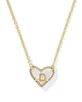 Ari Heart Letter D Gold Short Pendant Necklace