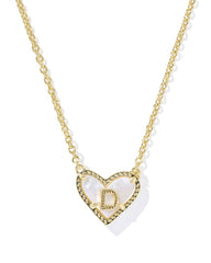 Ari Heart Letter D Gold Short Pendant Necklace