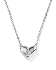 Ari Heart Letter D Silver Short Pendant Necklace