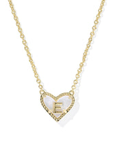 Ari Heart Letter E Gold Short Pendant Necklace