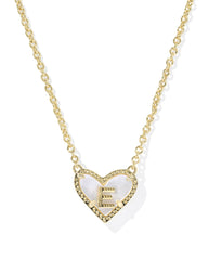 Ari Heart Letter E Gold Short Pendant Necklace