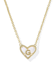 Ari Heart Letter G Gold Short Pendant Necklace