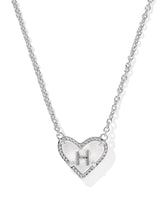 Ari Heart Letter H Silver Short Pendant Necklace