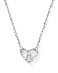 Ari Heart Letter H Silver Short Pendant Necklace