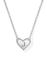 Ari Heart Letter J Silver Short Pendant Necklace