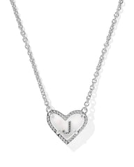 Ari Heart Letter J Silver Short Pendant Necklace