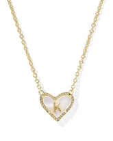 Ari Heart Letter K Gold Short Pendant Necklace