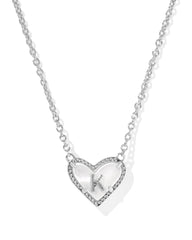 Ari Heart Letter K Silver Short Pendant Necklace