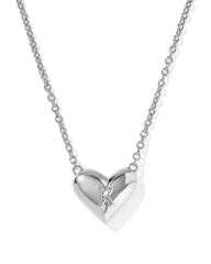 Ari Heart Letter K Silver Short Pendant Necklace