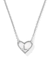 Ari Heart Letter L Silver Short Pendant Necklace