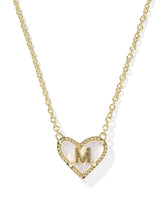 Ari Heart Letter M Gold Short Pendant Necklace