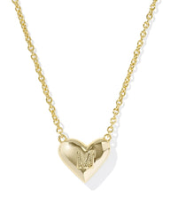 Ari Heart Letter M Gold Short Pendant Necklace
