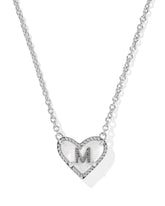 Ari Heart Letter M Silver Short Pendant Necklace