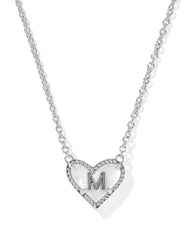 Ari Heart Letter M Silver Short Pendant Necklace