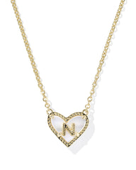 Ari Heart Letter N Gold Short Pendant Necklace