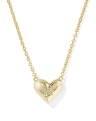 Ari Heart Letter N Gold Short Pendant Necklace
