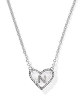 Ari Heart Letter N Silver Short Pendant Necklace