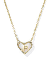 Ari Heart Letter P Gold Short Pendant Necklace