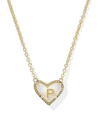 Ari Heart Letter P Gold Short Pendant Necklace