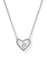 Ari Heart Letter P Silver Short Pendant Necklace