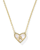 Ari Heart Letter R Gold Short Pendant Necklace