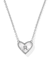 Ari Heart Letter R Silver Short Pendant Necklace