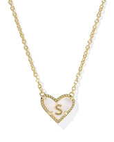 Ari Heart Letter S Gold Short Pendant Necklace