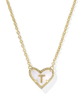 Ari Heart Letter T Gold Short Pendant Necklace