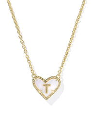 Ari Heart Letter T Gold Short Pendant Necklace