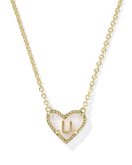 Ari Heart Letter U Gold Short Pendant Necklace