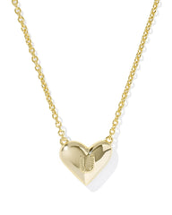 Ari Heart Letter U Gold Short Pendant Necklace