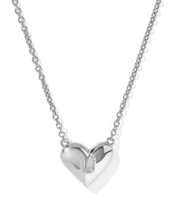 Ari Heart Letter U Silver Short Pendant Necklace