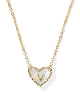 Ari Heart Letter V Gold Short Pendant Necklace