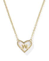 Ari Heart Letter W Gold Short Pendant Necklace