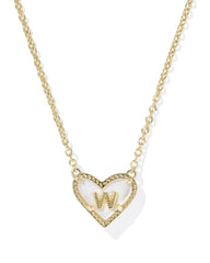 Ari Heart Letter W Gold Short Pendant Necklace