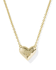 Ari Heart Letter W Gold Short Pendant Necklace