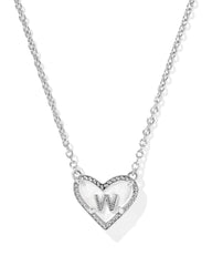 Ari Heart Letter W Silver Short Pendant Necklace