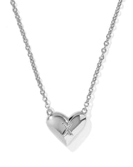 Ari Heart Letter X Silver Short Pendant Necklace