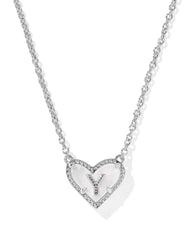 Ari Heart Letter Y Silver Short Pendant Necklace