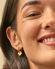 Heart Padlock Huggie Earrings in 18k Gold Vermeil