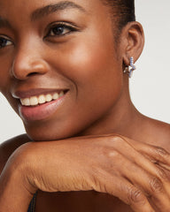 Pave Star Silver Huggie Earrings