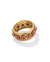 Ida Vintage Gold Band Ring in Bronze Veined Red Magnesite