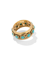 Ida Vintage Gold Band Ring in Variegated Turquoise Magnesite
