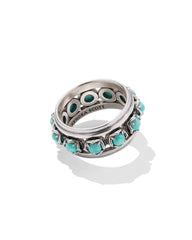 Ida Vintage Silver Band Ring in Sea Green Chrysocolla